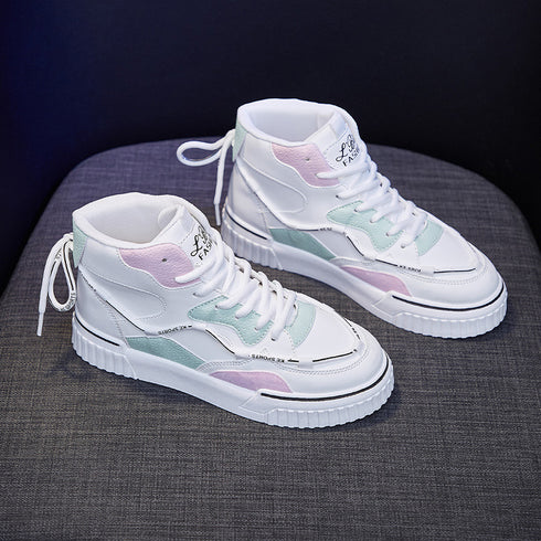 High Top White Shoes Women Flat Running Shoes Women - ROUTINE FASHION